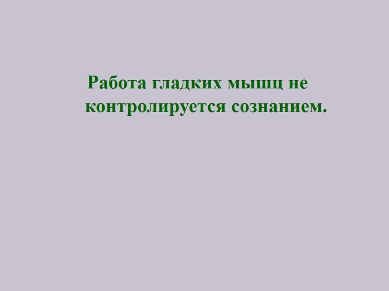 Работа гладких мышц не контролируется сознанием.